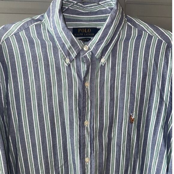 Polo Ralph Lauren Other - POLO RALPH LAUREN Oxford Long Sleeve, Classic Fit, Blue Green Stripe, L